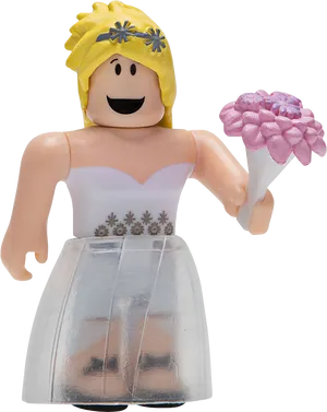 Roblox Bride Figure Holding Flowers PNG Image