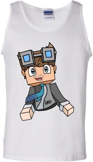 Roblox Character Printed White Tank Top PNG Image