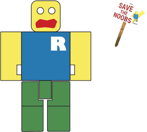 Roblox Character Save The Noobs Sign PNG image with transparent background