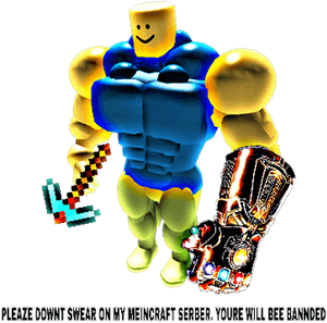 Roblox Character With Infinity Gauntletand Minecraft Sword PNG image with transparent background
