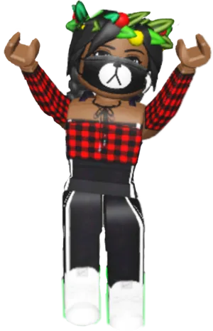 Roblox Characterin Red Black Checkered Shirt PNG Image