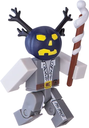 Roblox Figure With Staff And Antlers PNG Image