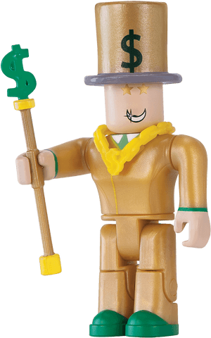 Roblox Golden Figurewith Money Top Hat PNG image with transparent background