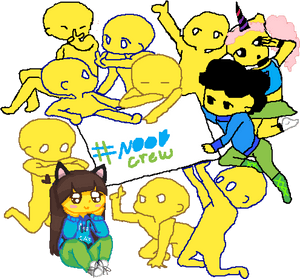 Roblox Noob Crew Celebration PNG image with transparent background