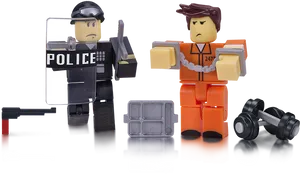 Roblox Policeand Prisoner Figures PNG Image