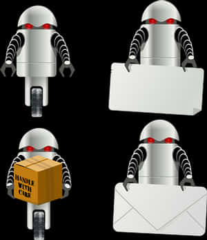 Robot Assistants Variety Tasks PNG image with transparent background
