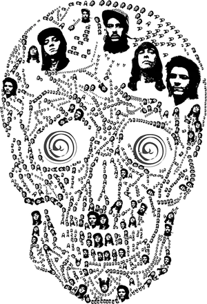 Rock Band Skull Illustration PNG Image