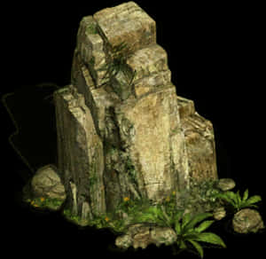 Rock_ Formation_with_ Vegetation PNG