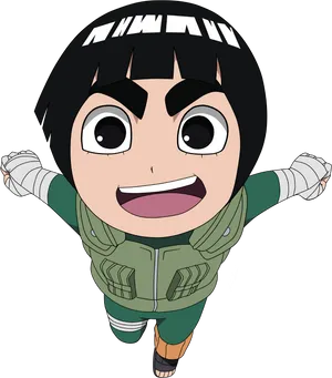 Rock Lee Anime Character Joyful Pose PNG Image