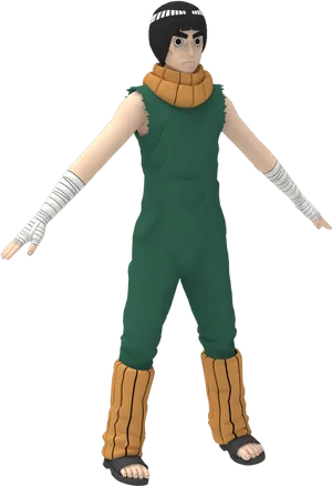 Rock Lee Anime Character Pose PNG Image