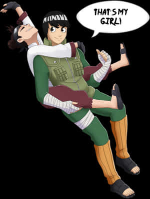 Rock Lee Carrying Tenten Fanart PNG image with transparent background