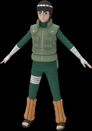 Rock Lee Naruto Character Render PNG image with transparent background