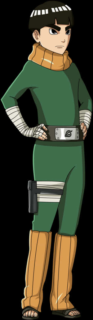 Rock Lee Standing Pose Naruto PNG image with transparent background