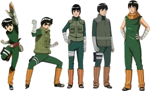 Rock Lee Various Poses PNG Image