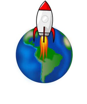 Rocket Launch Over Earth Graphic PNG Image