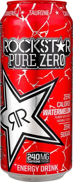 Rockstar Pure Zero Watermelon Energy Drink Can PNG Image