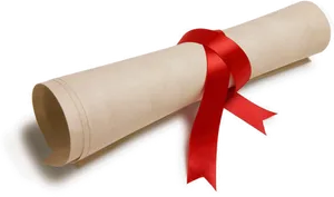 Rolled Diplomawith Red Ribbon PNG Image