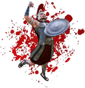 Roman Gladiator Victory Pose PNG Image