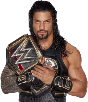 Roman Reigns W W E Champion Portrait PNG Image