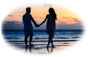 Romantic Beach Sunset Couple PNG Image