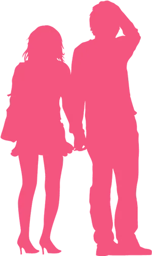 Romantic Couple Silhouette Standing Together PNG Image