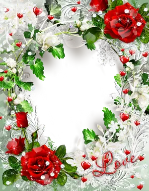 Romantic Floral Love Frame PNG Image