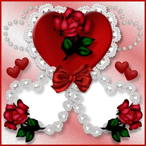 Romantic Heart Rose Frame PNG Image