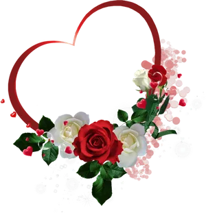 Romantic Heartand Roses Graphic PNG Image