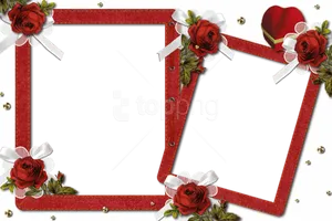 Romantic Red Rose Love Photo Frame PNG Image