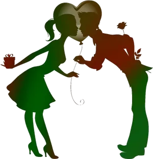 Romantic Silhouette Couple Kissing.png PNG Image