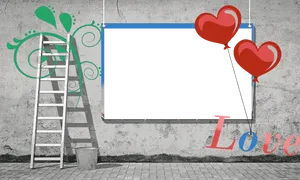 Romantic Street Art Love Frame PNG Image