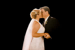 Romantic Wedding Kiss Black Background PNG image with transparent background