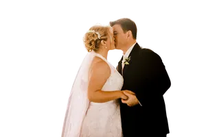 Romantic Wedding Kiss Black Background PNG Image