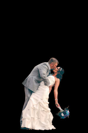 Romantic Wedding Kiss PNG image with transparent background