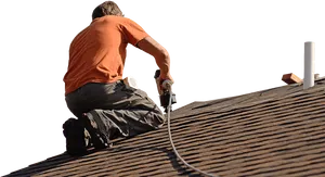 Roofer Installing Shingles PNG Image