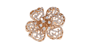 Rose Gold Diamond Butterfly Ring PNG image with transparent background
