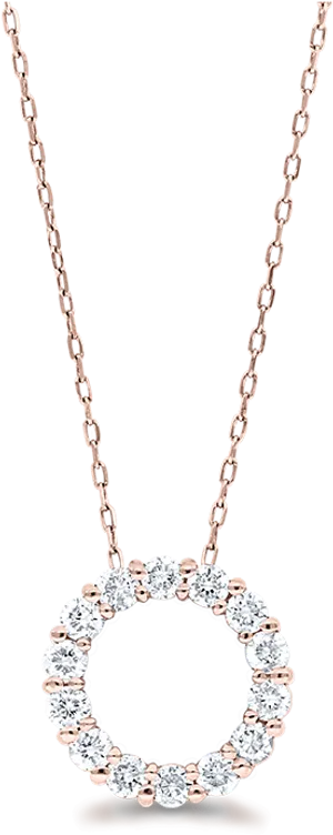 Rose Gold Diamond Circle Pendant Necklace PNG Image