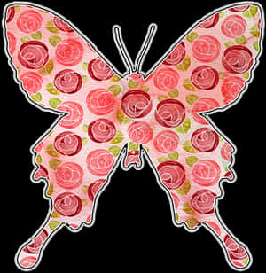 Rose Patterned Butterfly Illustration PNG image with transparent background