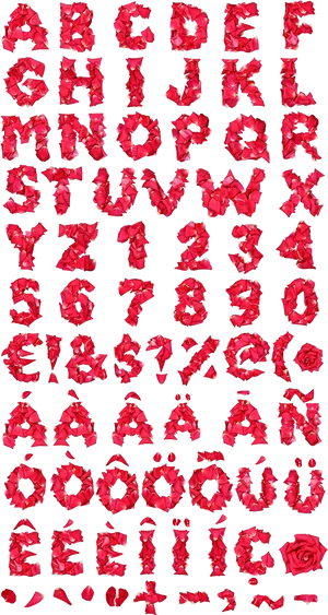 Rose Petal Alphabetand Numbers PNG Image