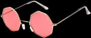 Geometric Metal Frame Sunglasses Lavender Light Pink - Red Round Glasses Png, Transparent Png PNG