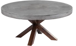 Round Concrete Top Dining Tablewith Wooden Legs.png PNG Image