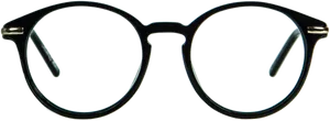 Round Frame Black Glasseson Black Background PNG Image