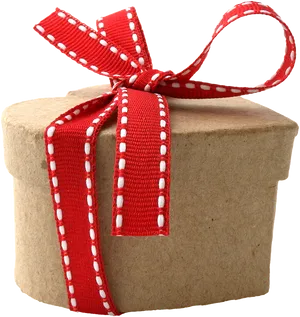 Round Gift Boxwith Red Ribbon PNG Image