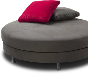 Round Modern Ottomanwith Cushions PNG Image