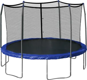 Round Outdoor Trampoline With Safety Net PNG Image