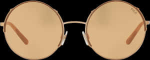 Half Rim Round Sunglasses In Shiny Rose Gold - Bronze, HD Png Download PNG