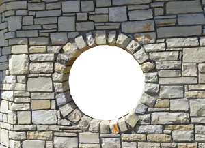 Round Window Stone Wall.jpg PNG Image