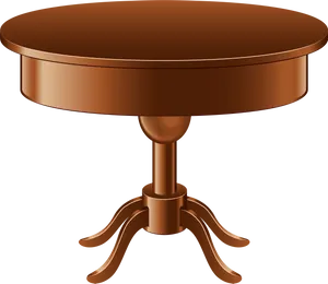 Round Wooden Table Illustration PNG Image