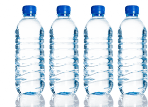 Rowof Plastic Water Bottles PNG image with transparent background