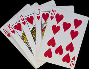 Royal Flush Hearts Playing Cards PNG image with transparent background